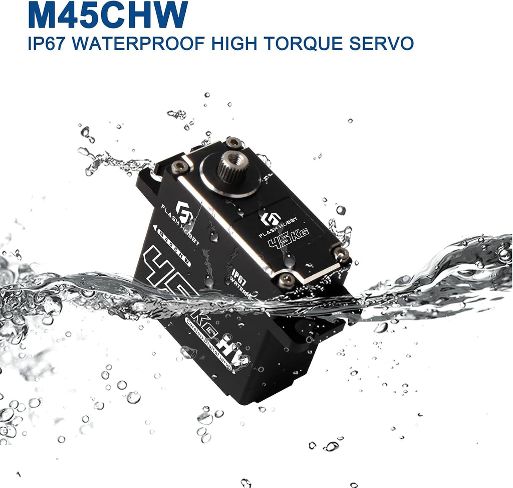 45KG Coreless Servo 8.4V High Torque Full Metal Gear Servo, IP67 Waterproof Steering RC Servo with Control Angle 270°