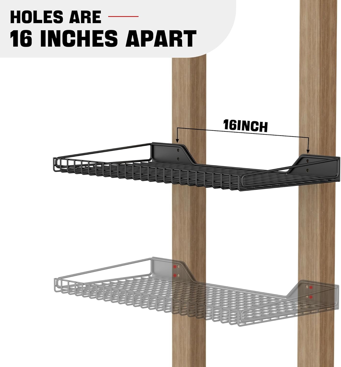 Wall Mounted Storage Shelf for Garage, 2 Pack Metal Shelf Rack, Heavy-Duty Wall Organizer Shelves Suitable for Shop
