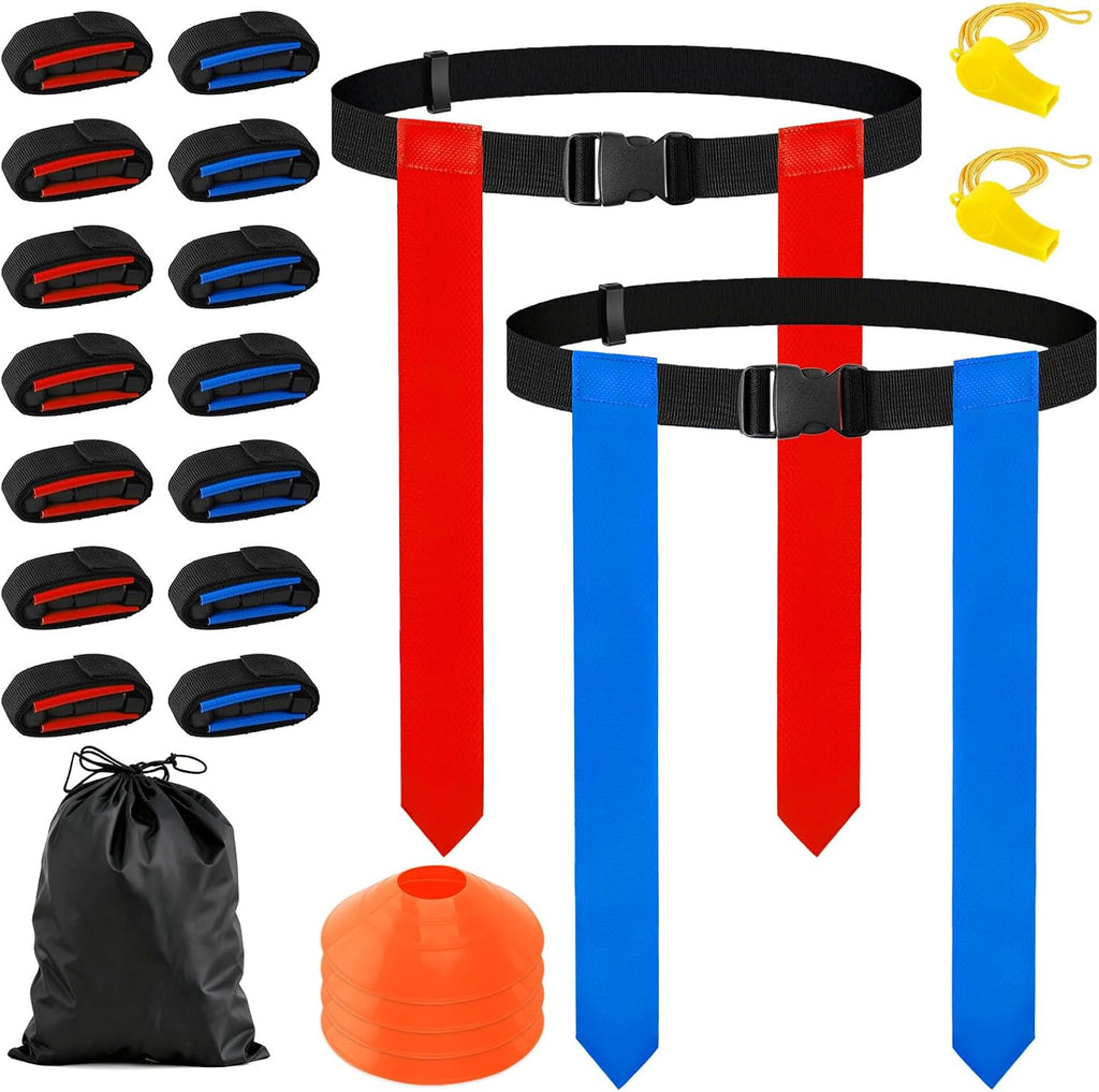 Flag Football Belts Set, 14 Players Adjustable Extended Youth Flag Football Set for Kids, Teens & Adults, Ideal for