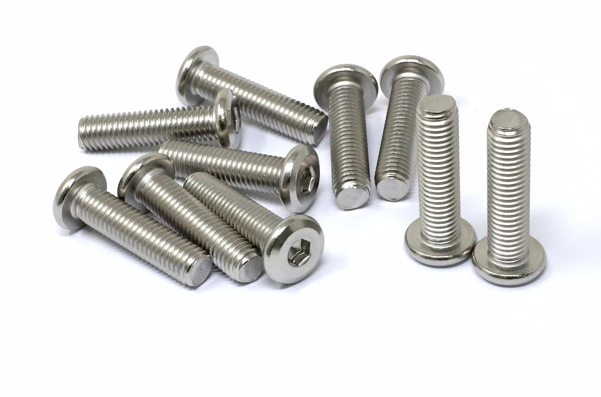 iexcell 10 Pcs M10 x 40mm Thread Pitch 1.5 mm Stainless Steel 304 Hex Socket Flat Head Cap Screws Furniture Screws Bolts, Bright Finish, Come with Hex Key Spanner