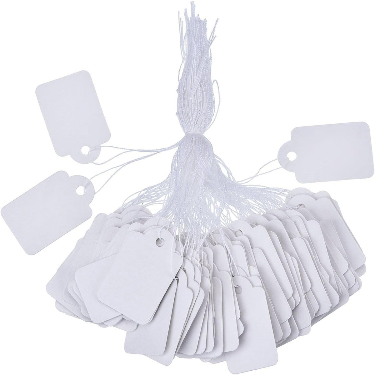 500 Pcs White Price Tags with String Attached, 1.38" x 0.87"