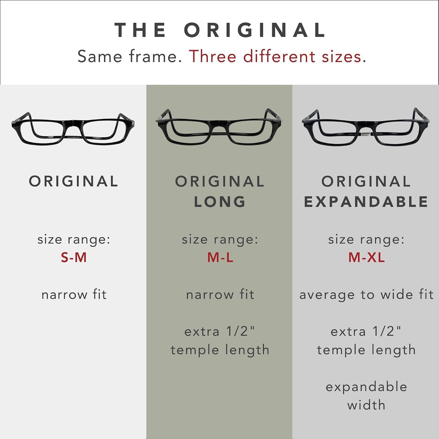 Magnetic Reading Glasses for Men or Women, Computer Readers, Original Long
