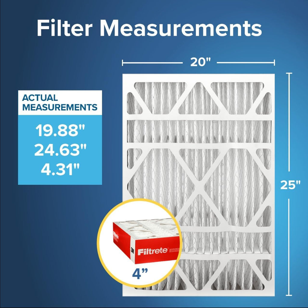 20x25x4 Air Filter MERV 11, MPR 1000 Micro Allergen Defense 2-Pack, Fits Honeywell & AprilAire, AC Furnace HVAC