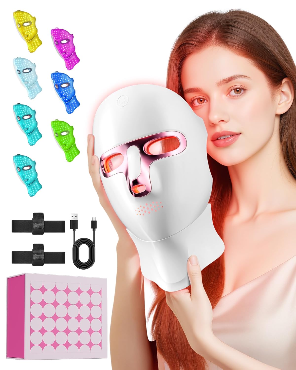 Red Light Therapy for Face- LED Light Therapy Mask Skin Care Mask,Cordless LED Face Mask face & Neck Red & Infrared