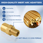 Inert Arc Adapters, 2 Pack, 1/4" (NPT) Thread Brass Argon Hose Fittings