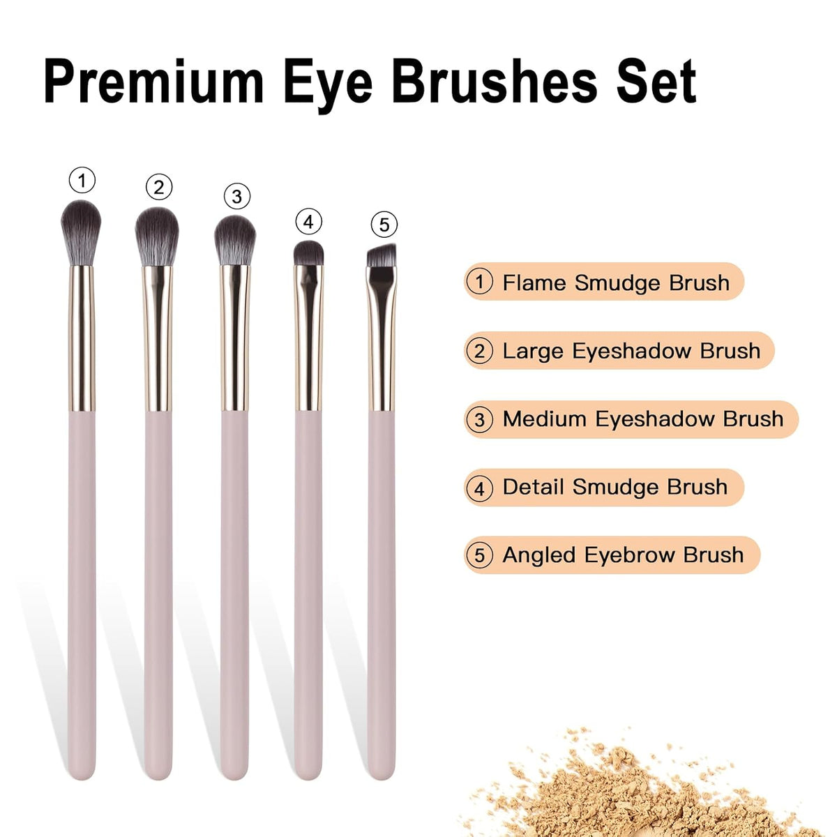 Eye Makeup Brush Set, 5Pcs Professional Blending Eyeshadow Makeup Brushes with Synthetic & Wood Handle Angled Eyebrow