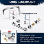 1/4 Turn Ceramic Faucet Valve Kit Compatible with Krowne 21-310L