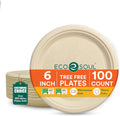 6 Inch Disposable Bagasse Paper Plates (100 Pack, Round)