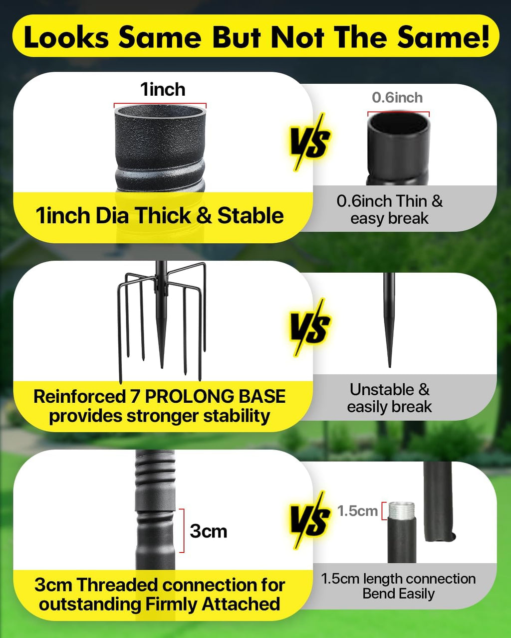 Smart Bird Feeder Pole Stand - 92 Inch Birdhouse Pole Heavy Duty Mounting Kits 7-Prong Base for Outdoor Metal