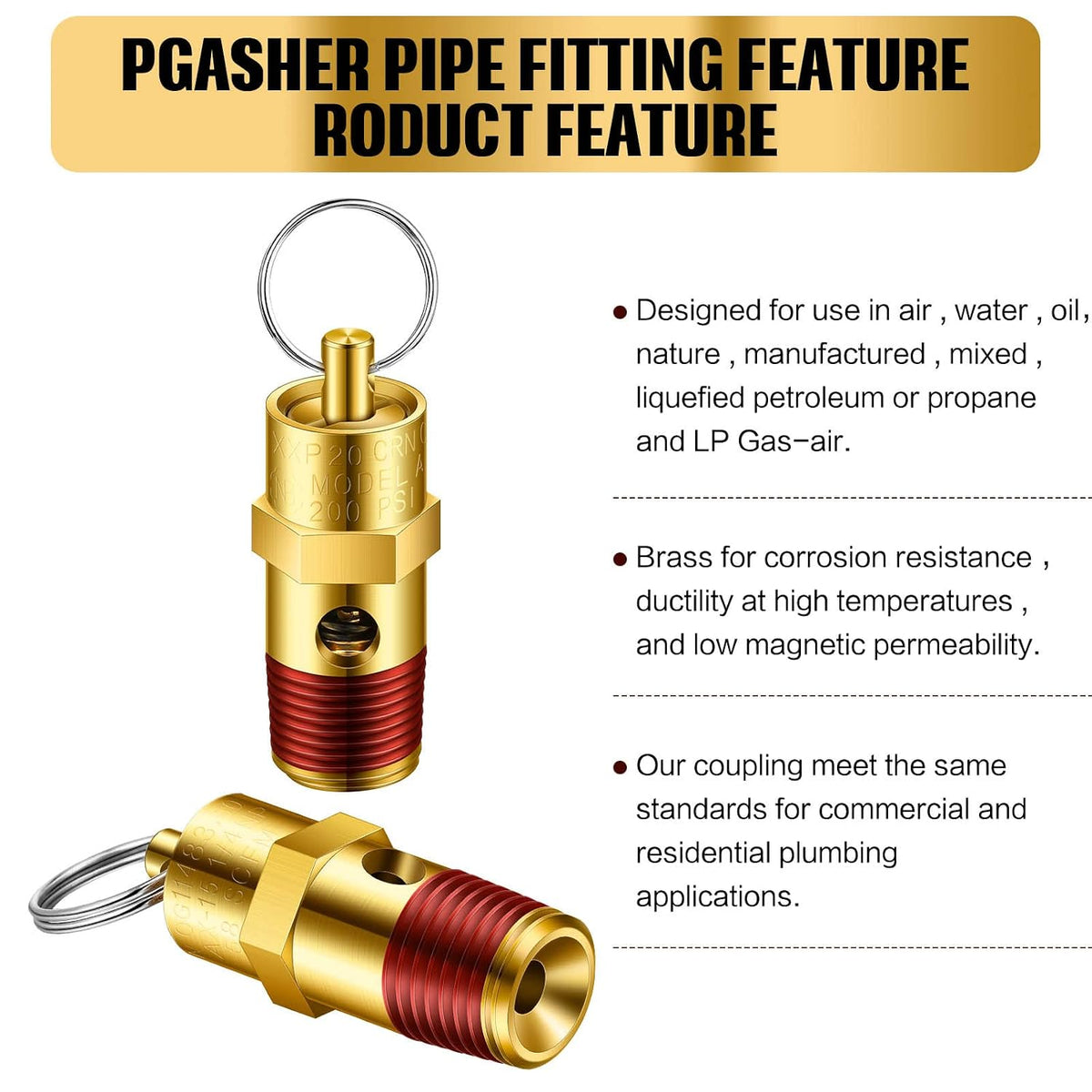 4 Pcs 1/4 Inch Npt(M) Air Compressor Check Valve, Pressure Relief Valve