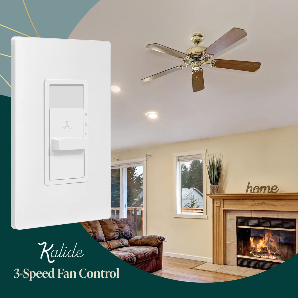 TOPGREENER 3-Speed Ceiling Fan Wall Switch, Single-Pole, White, 1 Pack