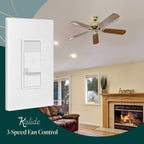TOPGREENER 3-Speed Ceiling Fan Wall Switch, Single-Pole, White, 1 Pack