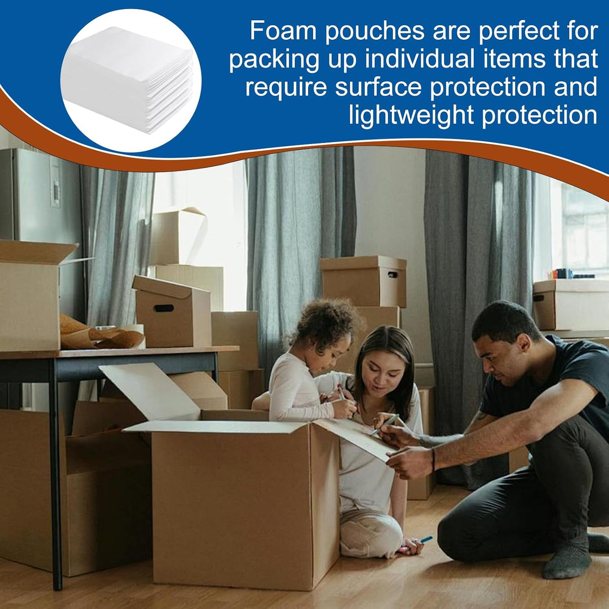 Cushion Foam Wrap Pouches for Moving(100 Pack 10"x12'')