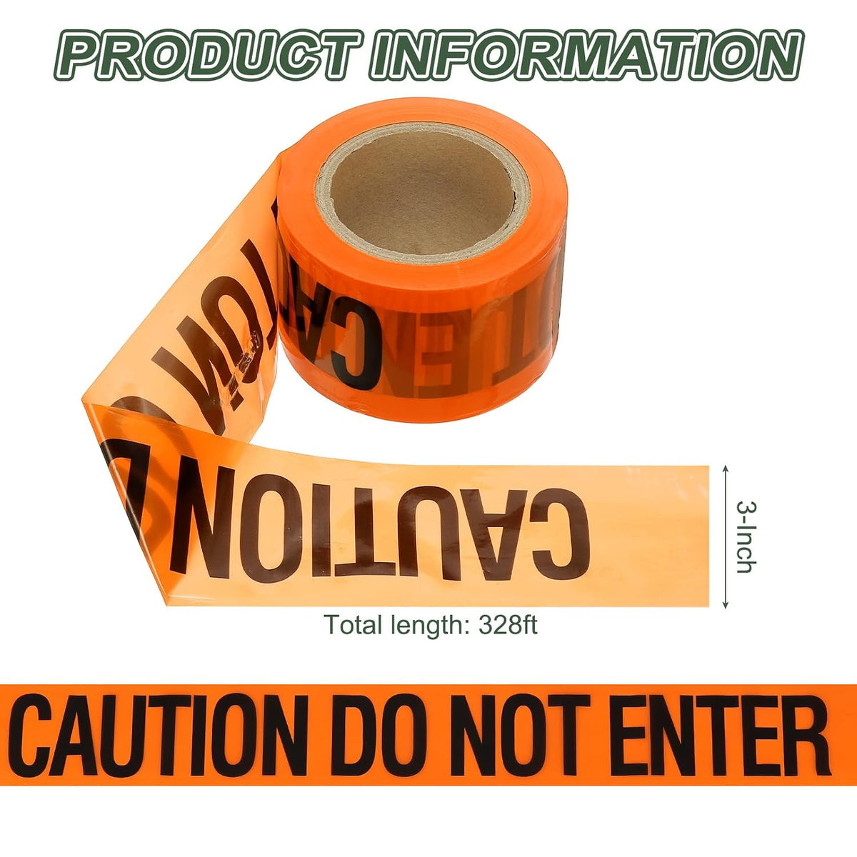 328ft x 3" Warning Tape, High-Visibility PE Floor Marking Roll Caution Tape for Flagging Construction Outdoor