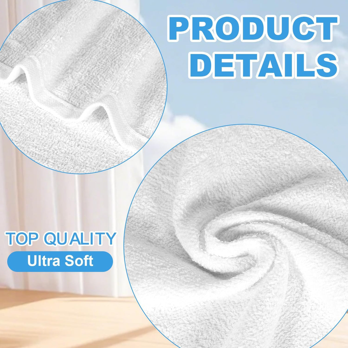 100% Cotton Washcloths Set, 12-Pack White Wash Cloths, 12x12 Inch | Highly Absorbent and Soft Feel Fingertip Towels