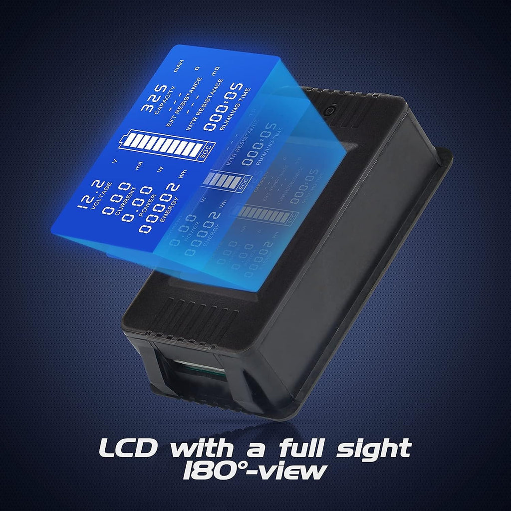 DC Multifunction Battery Monitor Meter with Shunt,0-200V,0-100A, LCD Display Digital Current Multimeter Voltmeter