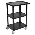 3-Tier Compact Multi-Purpose Plastic Utility Cart with Lockable Wheels up to 300LBS, Black