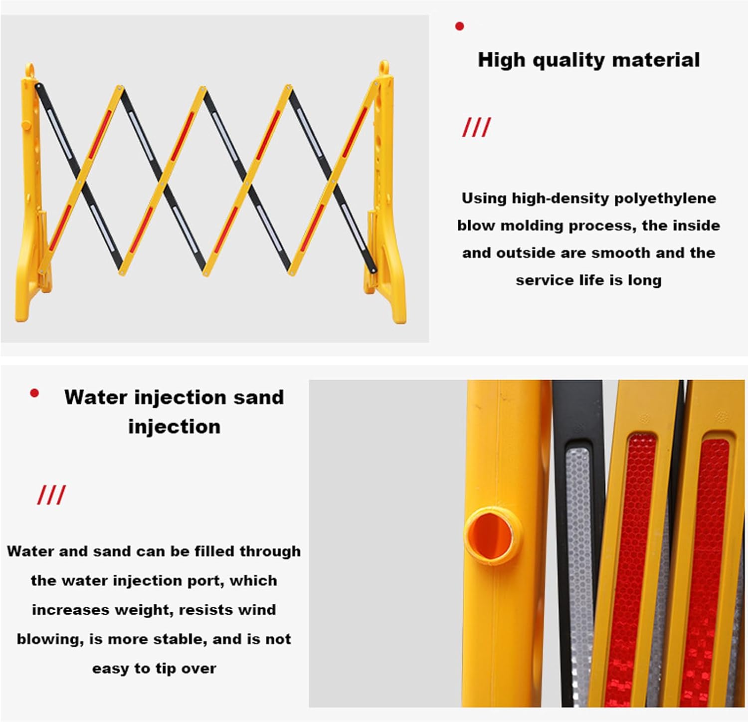 Expandable Mobile Barricade, Portable Water Filled Expanding Safety Barricade, Outdoor Plastic Retractable Traffic
