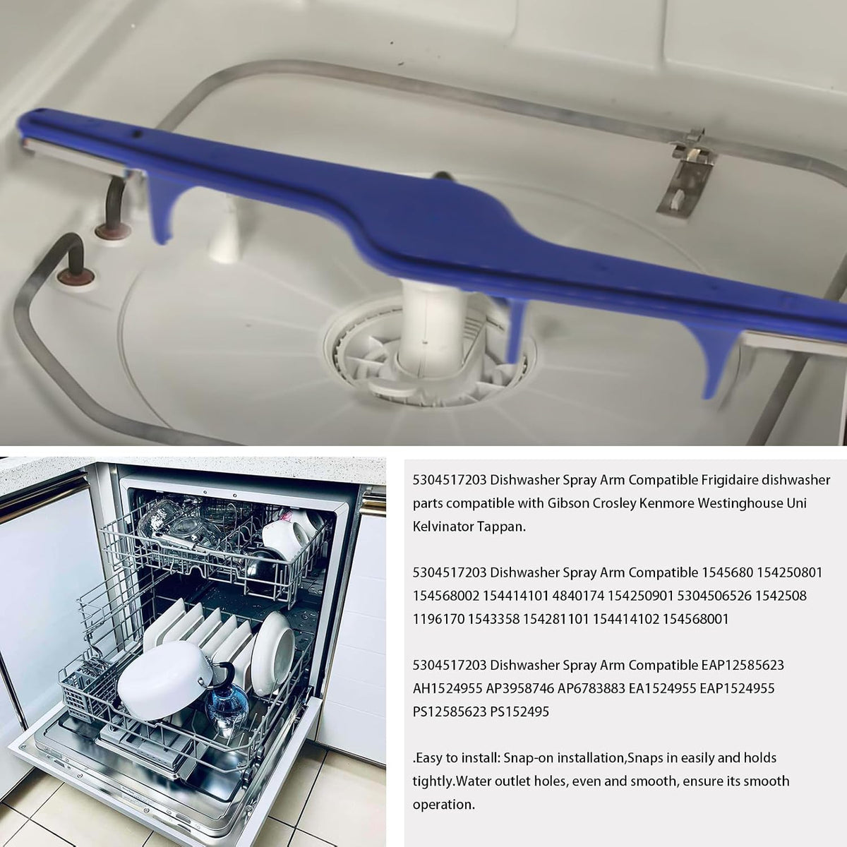 1545680 5304517203 Lower Spray Arm Compatible with Frigidaire Dishwasher