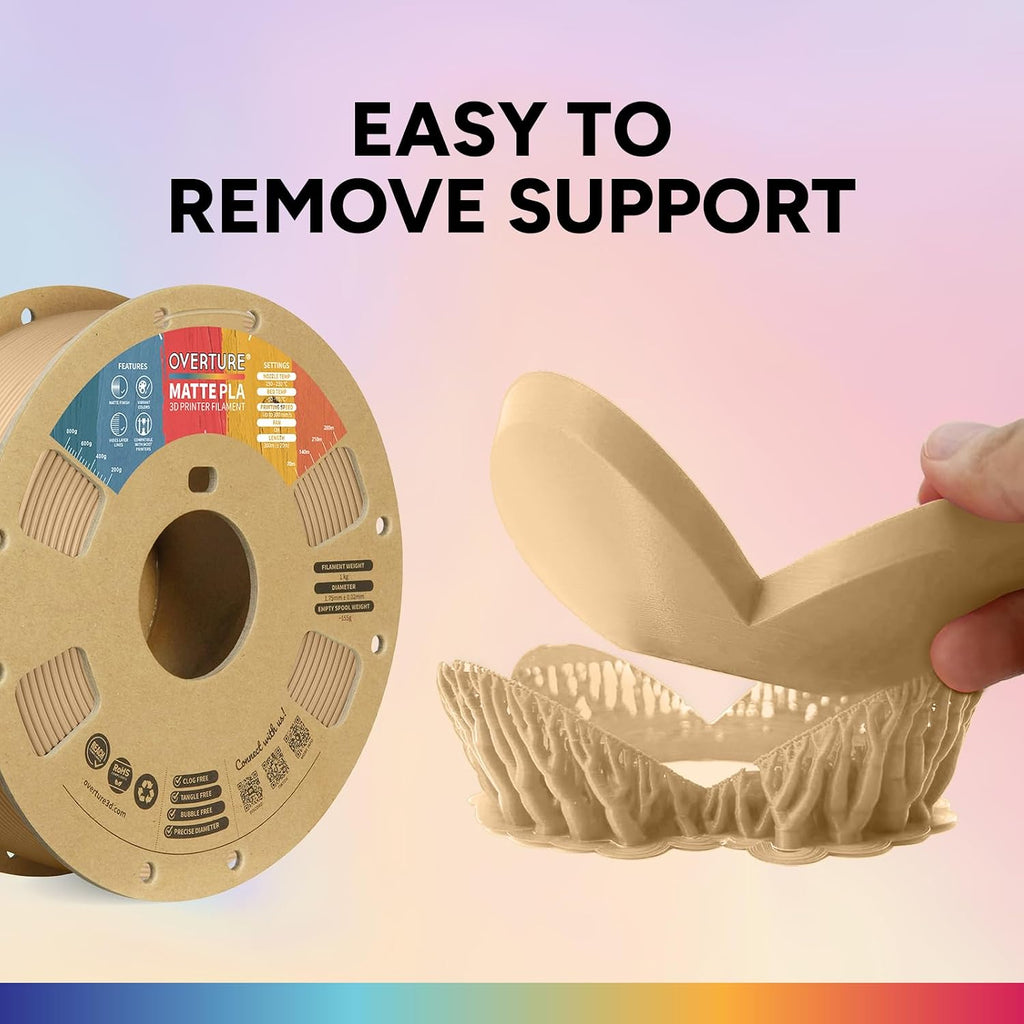 Matte PLA Filament 1.75mm, 1kg Matte Light Brown | Low Warp & Smooth Finish, 1kg (2.2lbs) Dimensional Accuracy +/