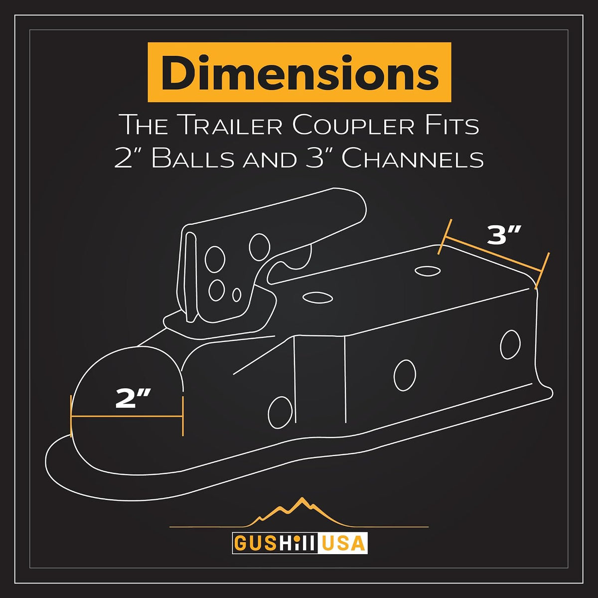 USA GH25138 Trailer Coupler - 2" Ball, 3" Channel