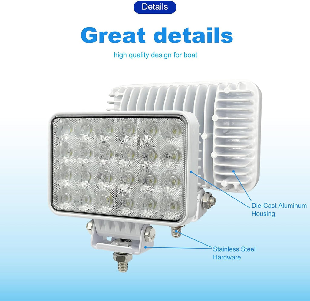 Dual Color LED Boat Spreader Light with Switch, 72W Marine Lights