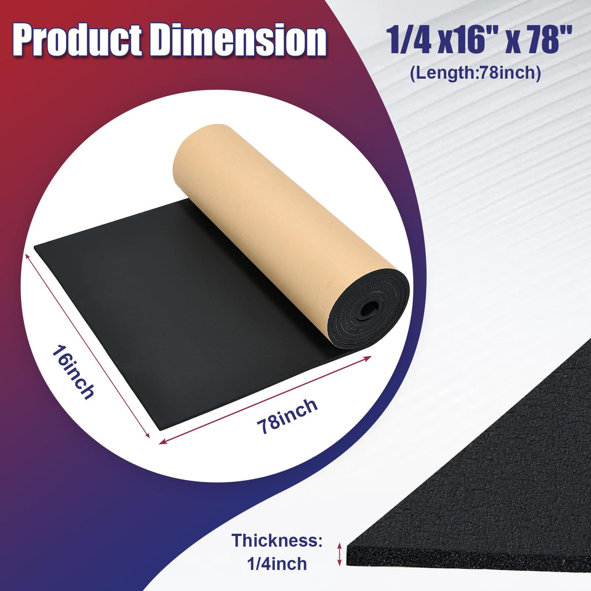 Neoprene Foam Sheet 1/4" x 16" x 78" with Adhesive Backing