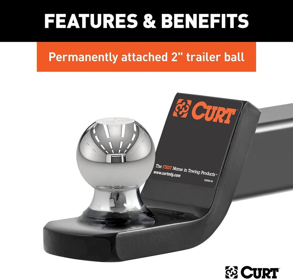 45134 Fusion Trailer Hitch Ball Mount with 2" Ball, 7,500 lb, 2" Drop