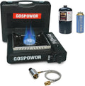 Propane or Butane Stove with Windblocker,Dual Fuel 10,000 BTU Propane Stove for Camping, Automatic Ignition Gas