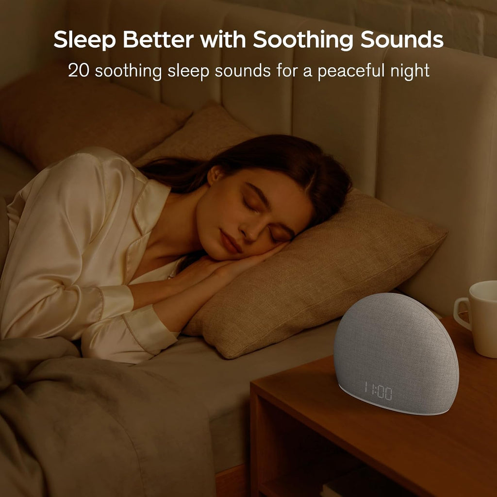 Sunrise Alarm Clock with White Noise Sound Machine for Bedroom | Wake-Up Light, 5 Gentle Alarm Sounds, 20 Soothing