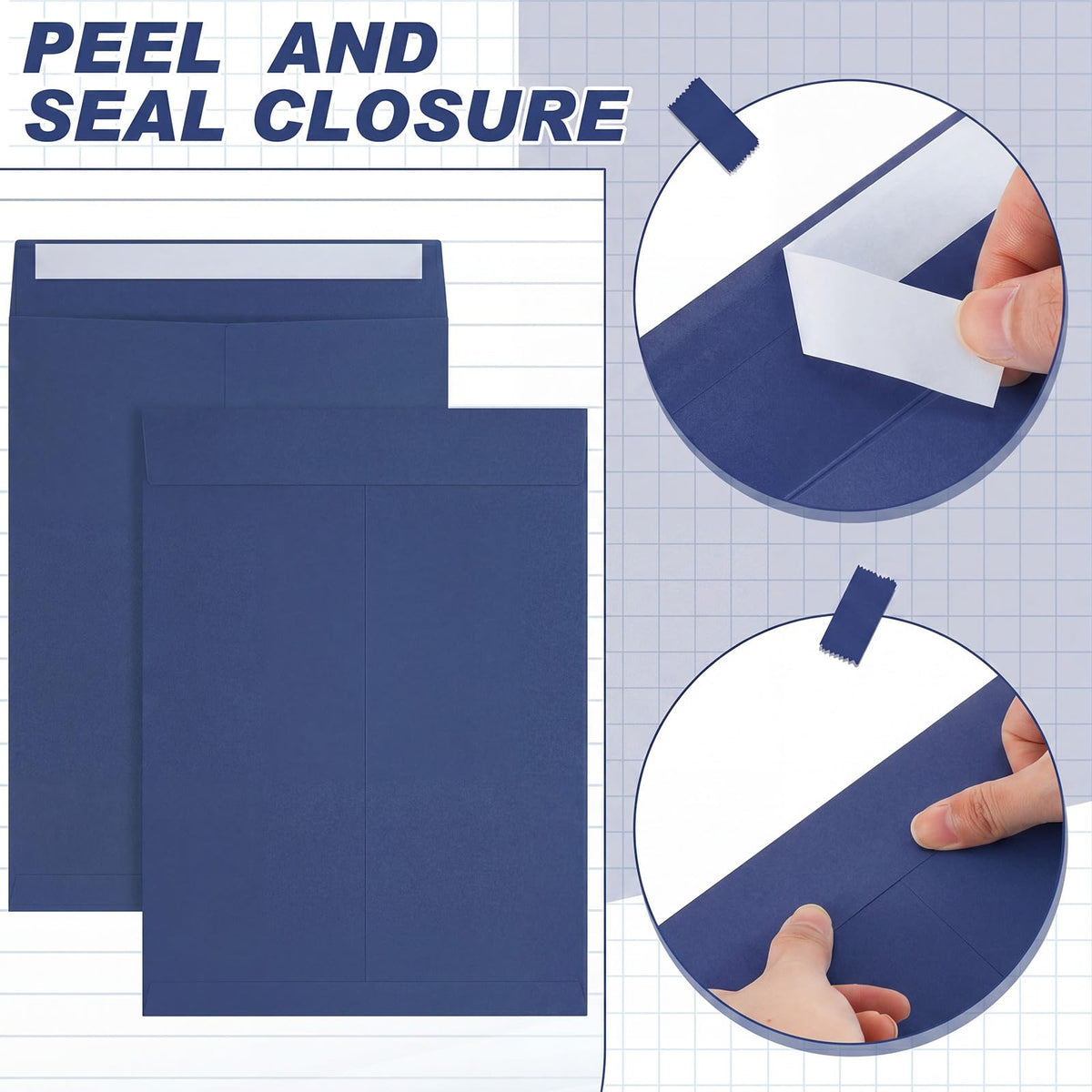 100 Pcs 9''x12'' Catalog Envelopes Self Adhesive Manila,Navy Blue