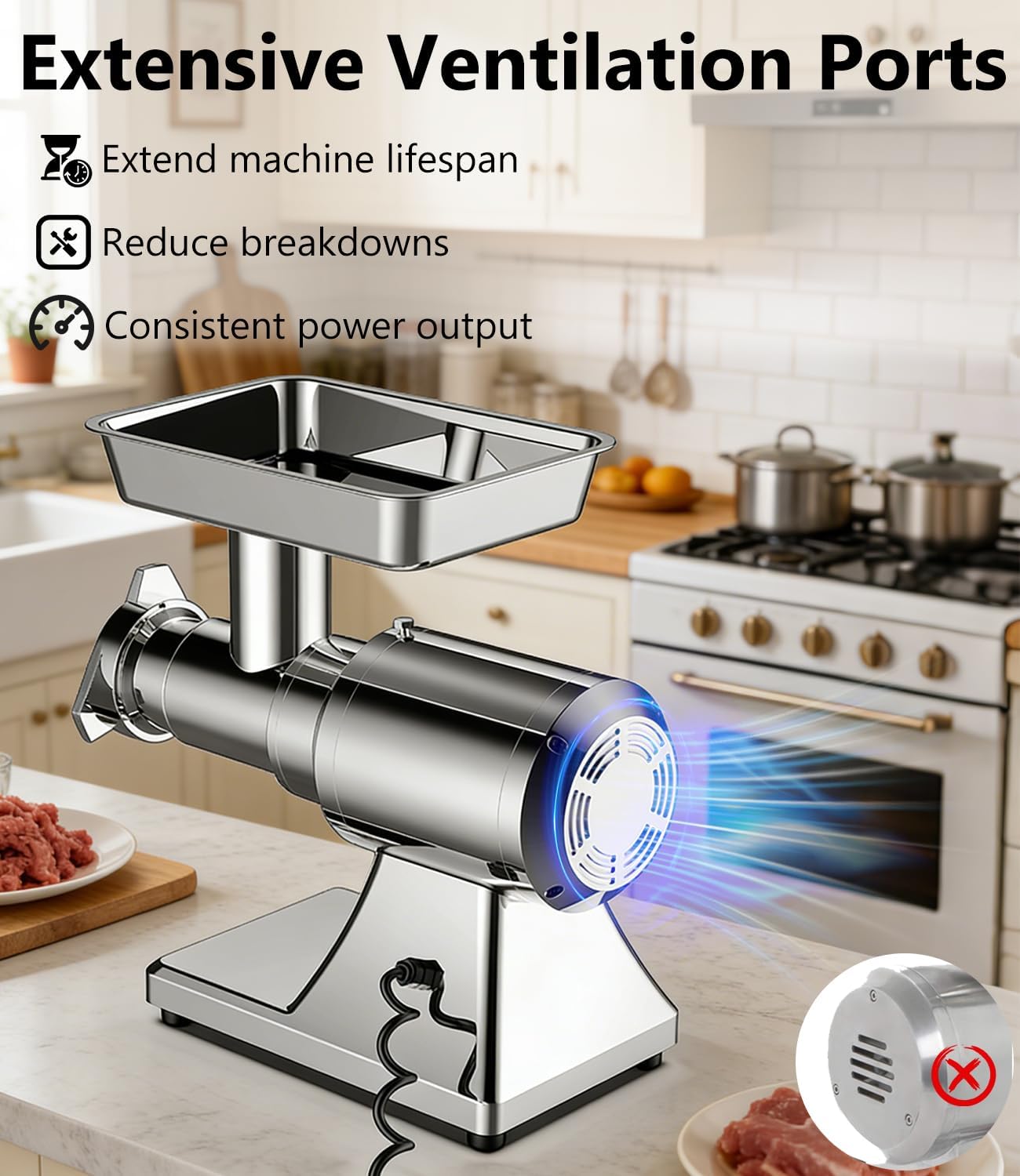 #12 Electric Meat Grinder 1.3HP Grind Chicken Bones and Frozen Meat 950W