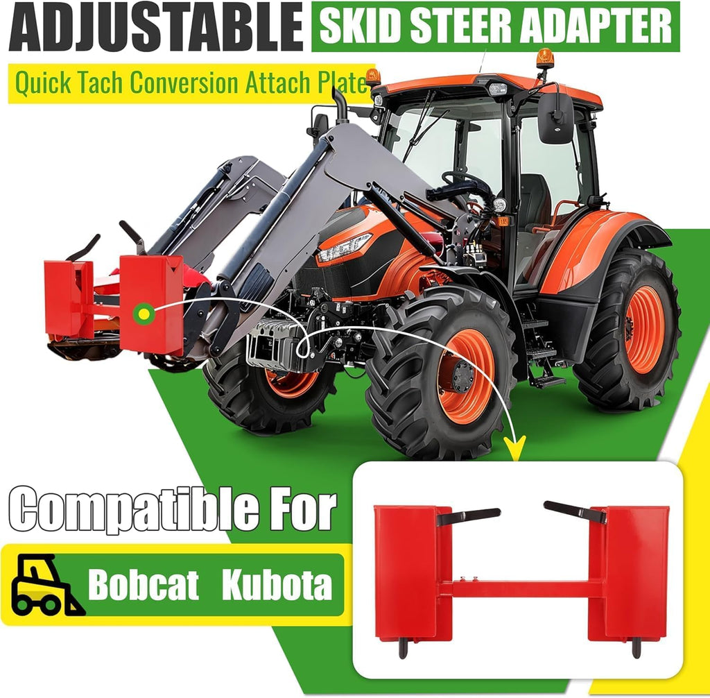 Adjustable Skid Steer Quick Attach Adapter Compatible with Most Bobcats Kubota Universal Skid Steer Conversion