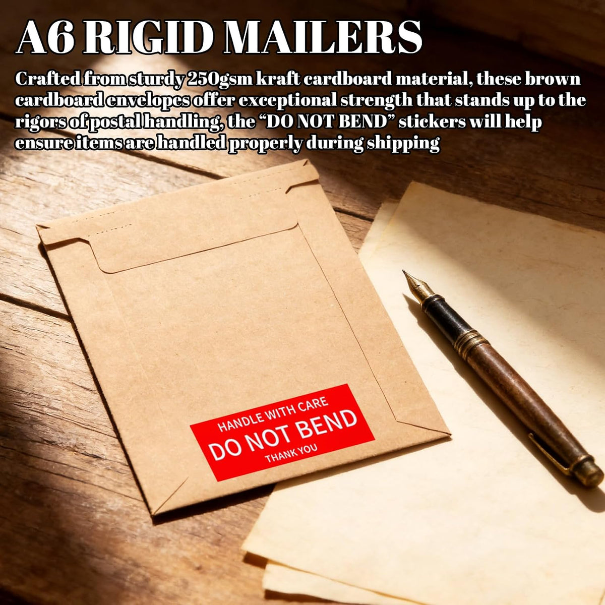 5x7" Rigid Mailers, Brown Kraft, A6 Self Seal, 100 Pcs