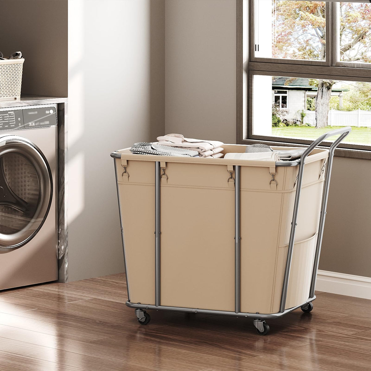 Laundry Sorter, 313L Large Laundry Basket, Rolling Hamper, Minimalist Laundry Organizer on Wheels