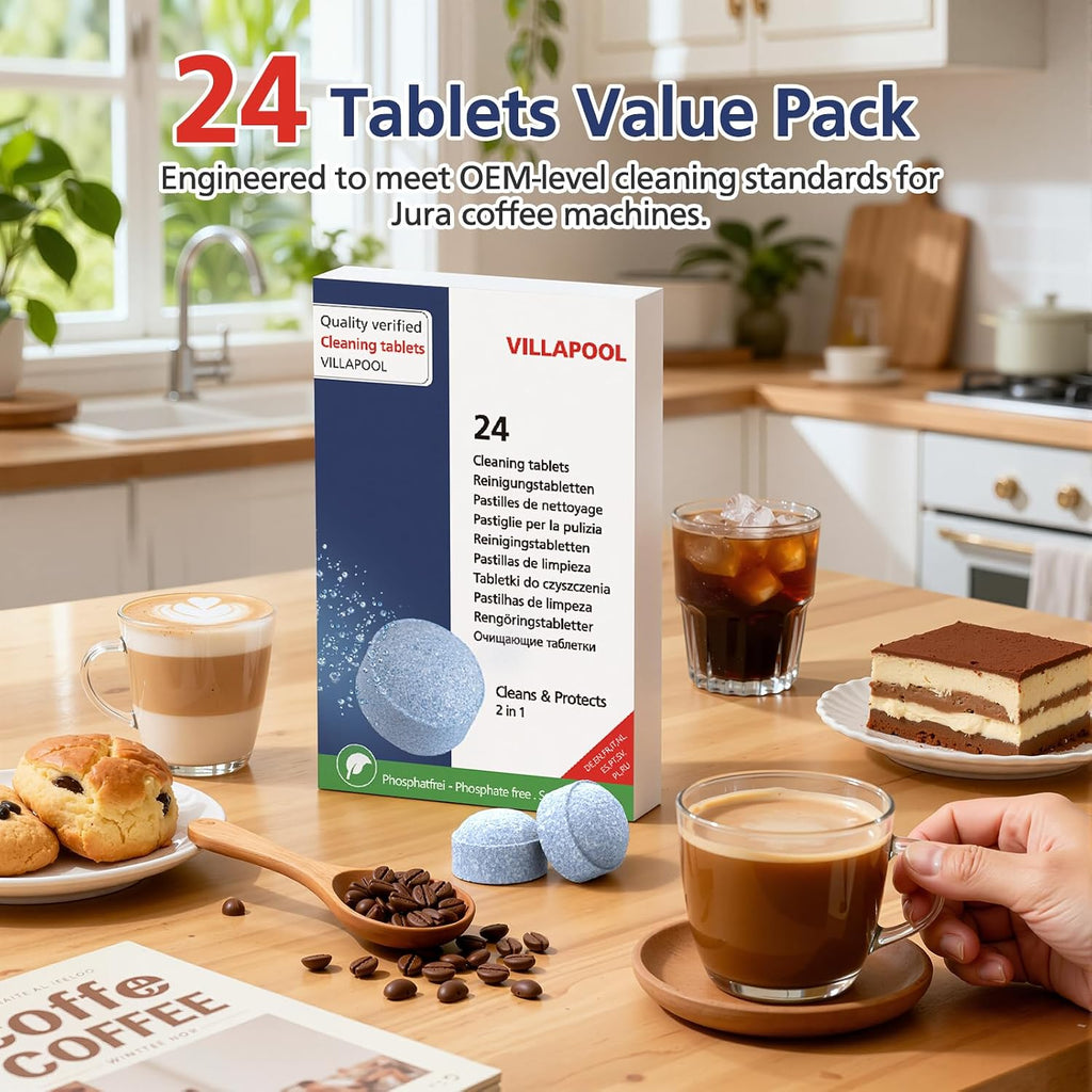 64308 Cleaning Tablet for Jura, 24 Tablets Coffee Machine Cleaning Tablet