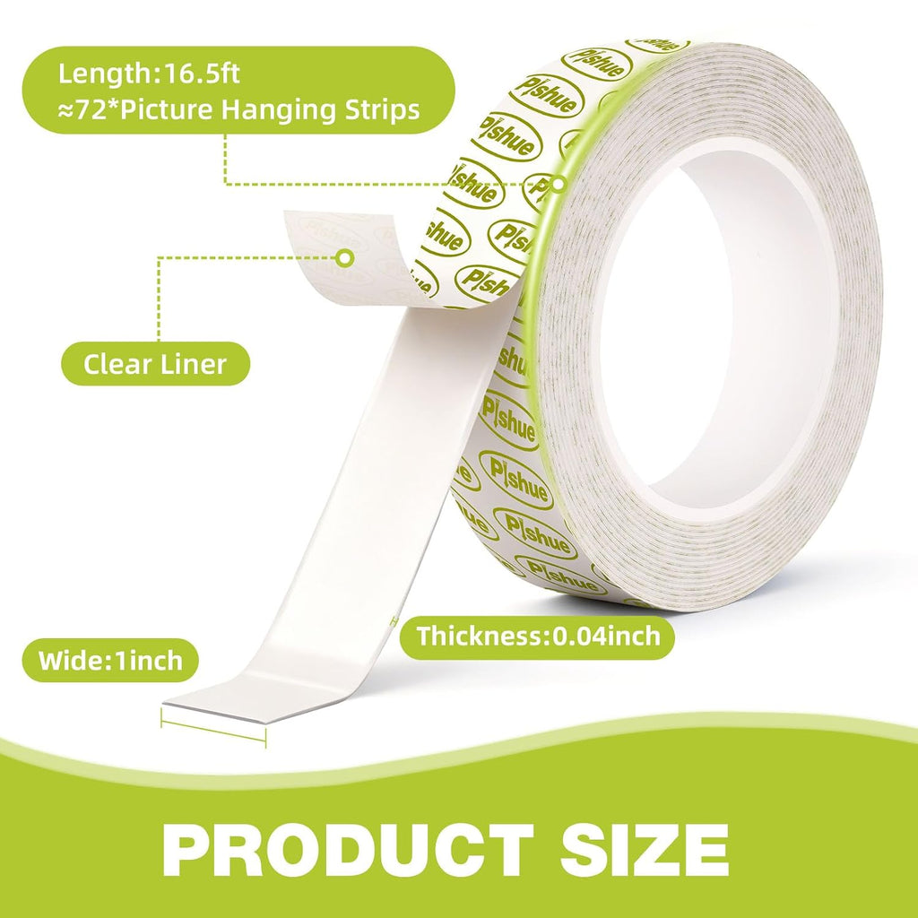 Double Sided Mounting Tape Heavy Duty, Damage Free, 1'' x 16.5 FT
