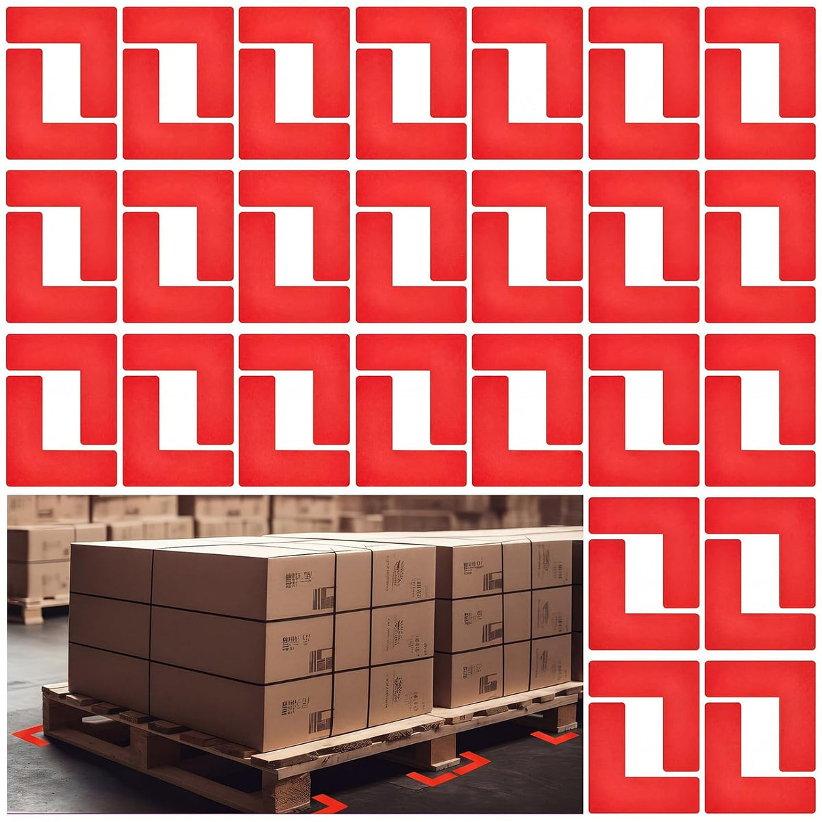 50 Pack 5s Location Marking Corner, 6 x 6 x 2 Inch L Shaped Floor Marking Stickers Graphical Organization Marker for