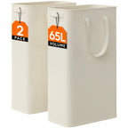 2 Pack Slim Laundry Hamper with Handles, 65L, White