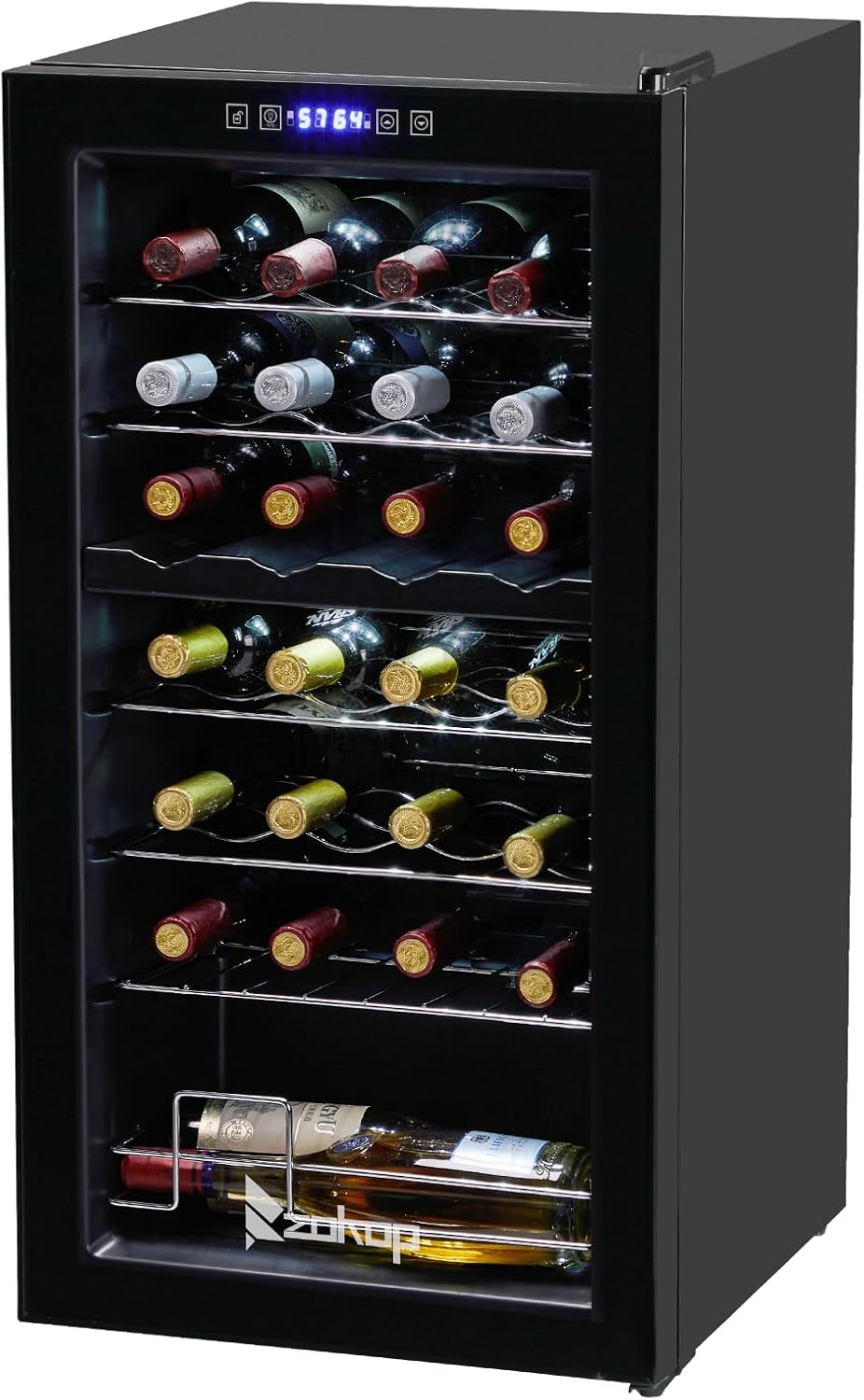 28-Bottle Dual Zone Compressor Wine Cooler, Freestanding Mini Fridge