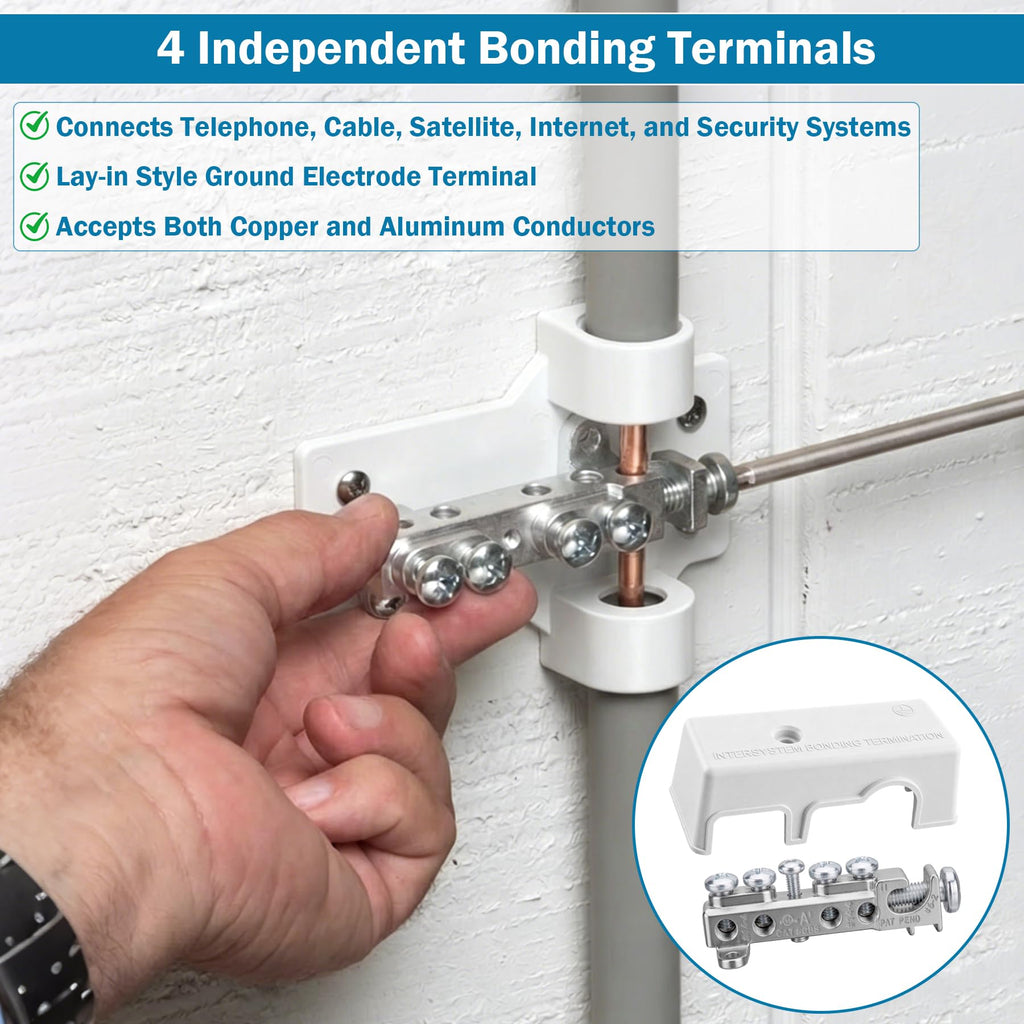 GB5-1 4-1/2 Inch Intersystem Grounding Bridge with White Plastic Cover