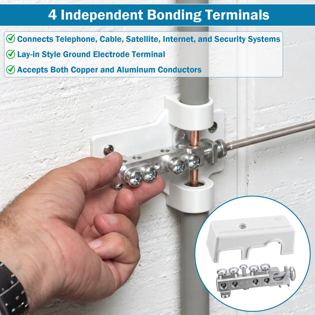 GB5-1 4-1/2 Inch Intersystem Grounding Bridge with White Plastic Cover