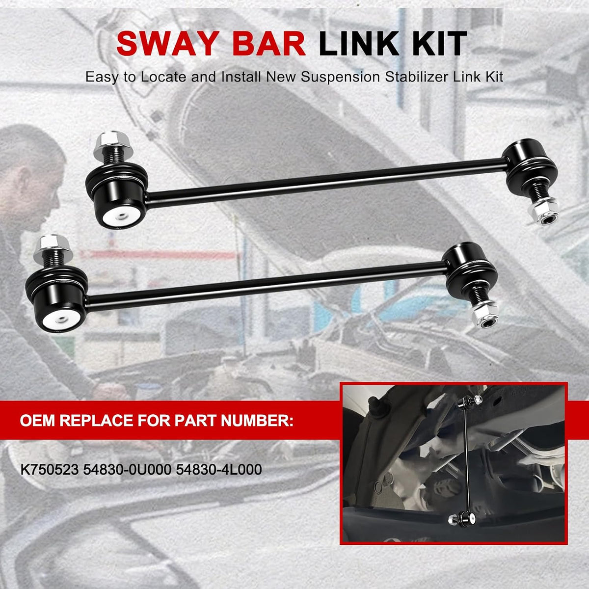 2Pcs K750523 Front Sway Bar Link Kit Suspension Stabilizer Bars