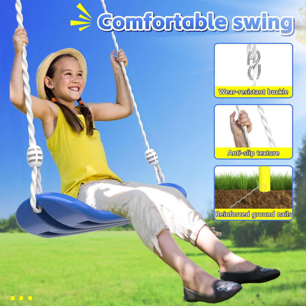 Swing Set for Backyard with Stand, Swing Heavy Duty 440lbs Metal Outdoor Swing Stand, Contain 1 Saucer 32" & 1 Belt