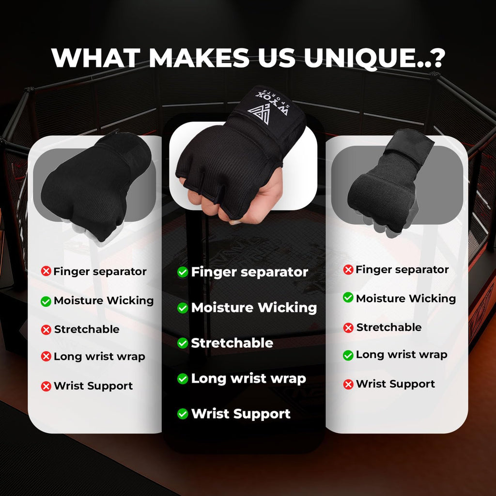 Gel Boxing Hand Wraps Inner Gloves for Men & Women – 80cm/31inch Quick Wrist Strap, Padded Knuckle Support