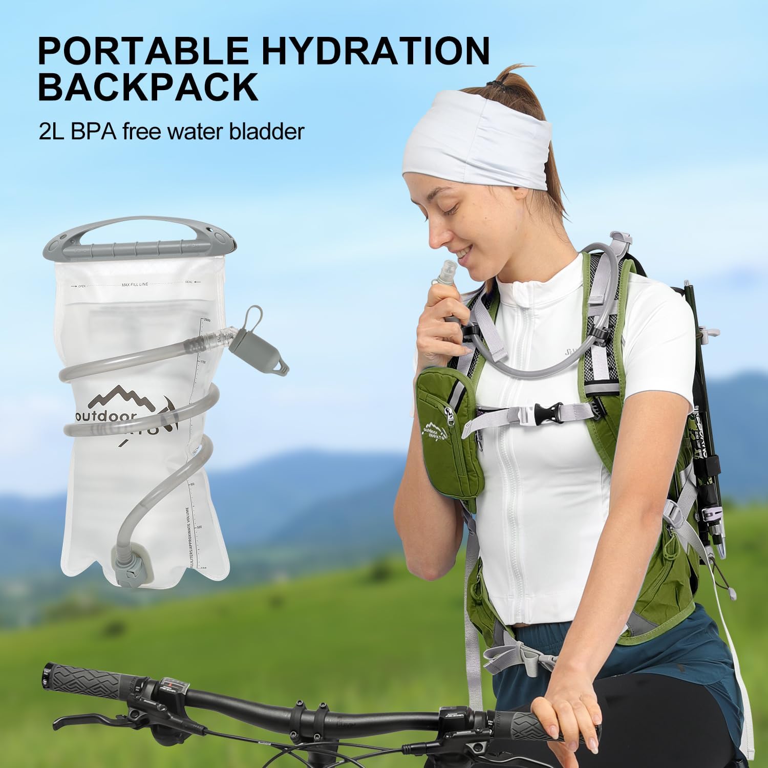 20L Hydration Backpack, Waterproof Hiking Internal Frame Backpacks with 2L Hydration Water Bladder and Rain Cover for