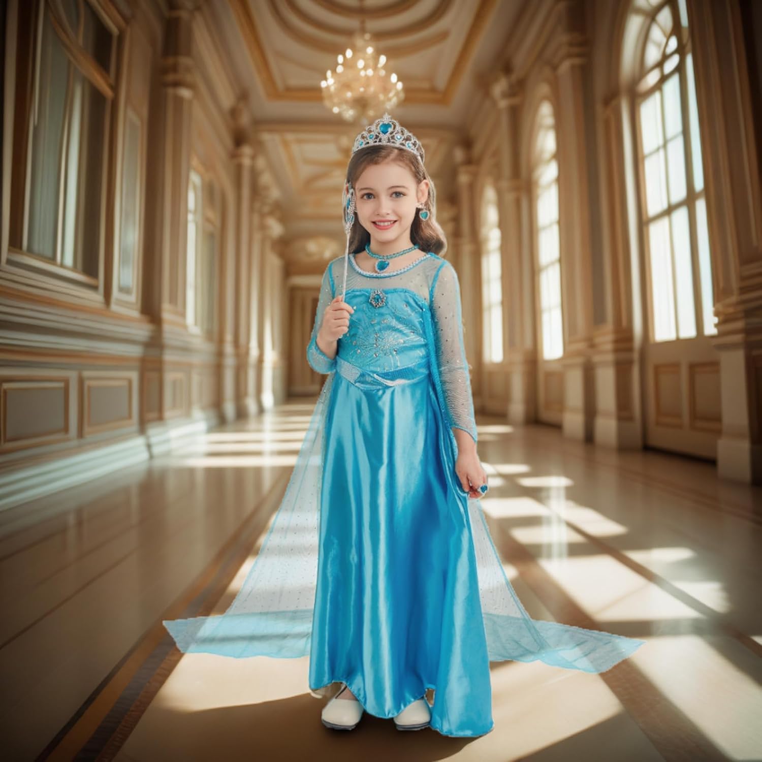 Princess Dress for Girls Luxury Princess Dress Up Halloween Cosplay Princess Costume Fancy Dress Birthday Outfit