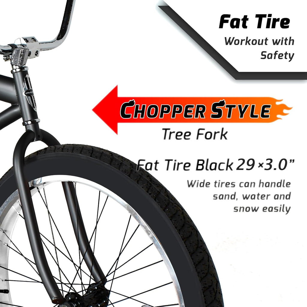 Avalon 26 & 29 Inch Beach Cruiser Bike for Adult Men & Women, 1/7-Speed Disc Brake 3.0 Fat tire Low Step-Through