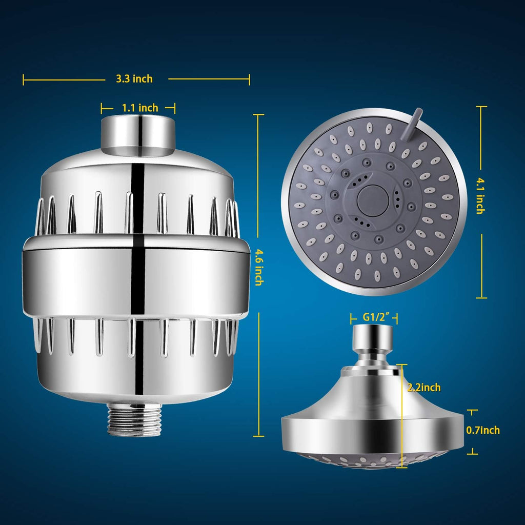 Shower Head with Shower Filter, Filtered Shower Head for Hard Water