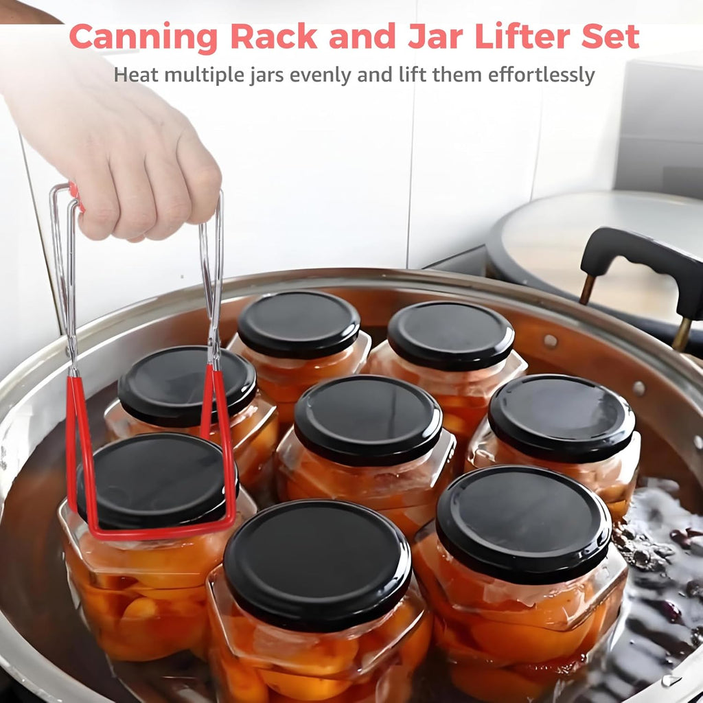 Canning Rack Jar Lifter - 11.3 Inches Canning Rack with Tong, Stainless Steel Canning Steamer Set, Canning Rack for